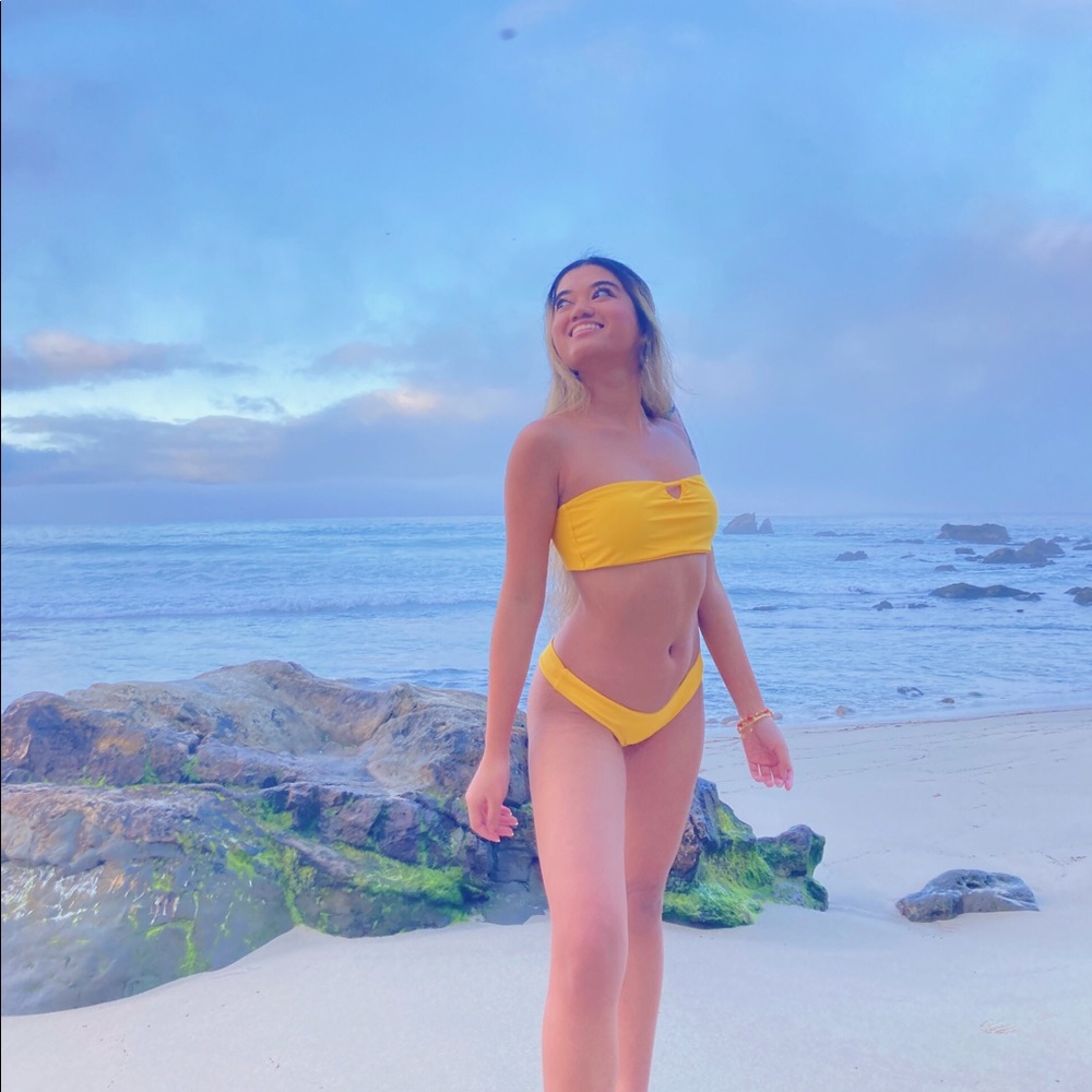 yellow swimsuit